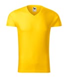 t-shirt męski v-neck slim fit, nadruk bezpośredni – żółty (04)